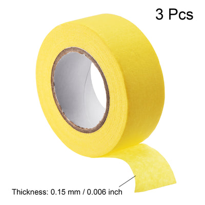 Harfington Uxcell 3Pcs 25mm 1 inch Wide 20m 21 Yards Masking Tape Painters Tape Rolls Yellow