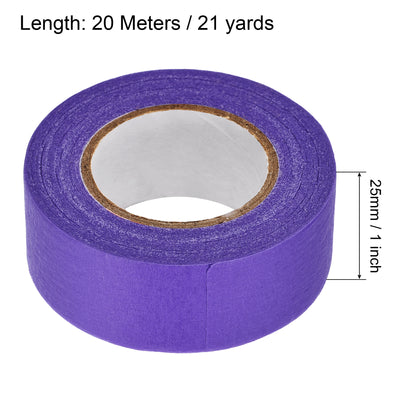 Harfington Uxcell 3Pcs 25mm 1 inch Wide 20m 21 Yards Masking Tape Painters Tape Rolls Purple