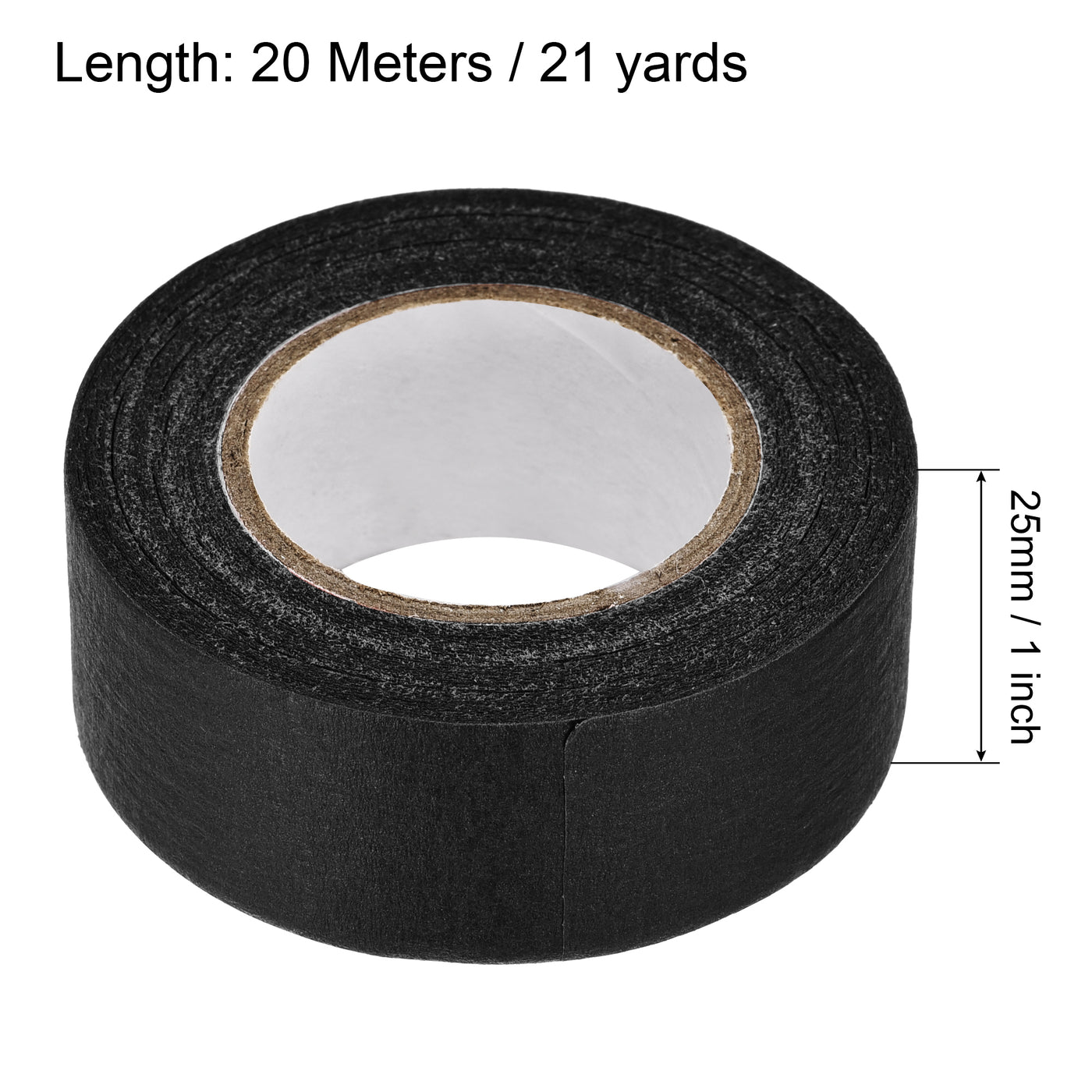 uxcell Uxcell 3Pcs 25mm 1 inch Wide 20m 21 Yards Masking Tape Painters Tape Rolls Black