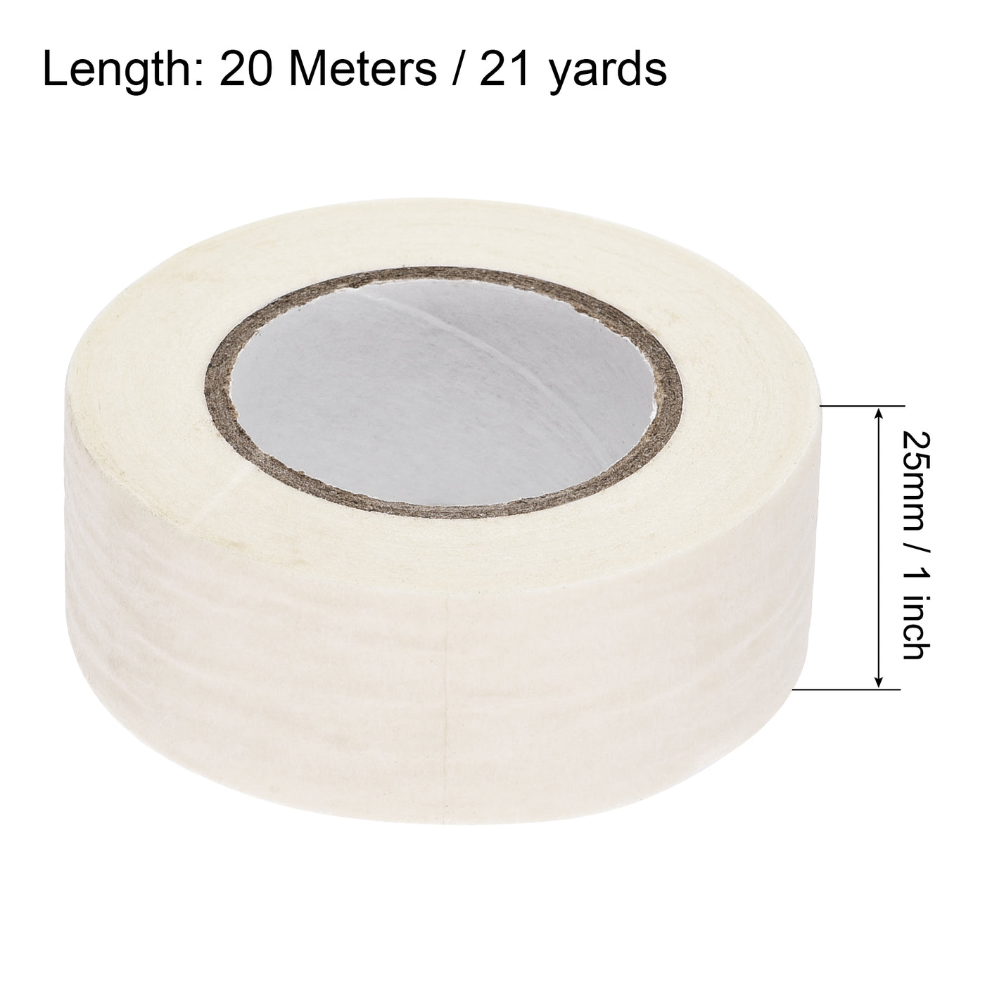 uxcell Uxcell 3Pcs 25mm 1 inch Wide 20m 21 Yards Masking Tape Painters Tape Rolls White