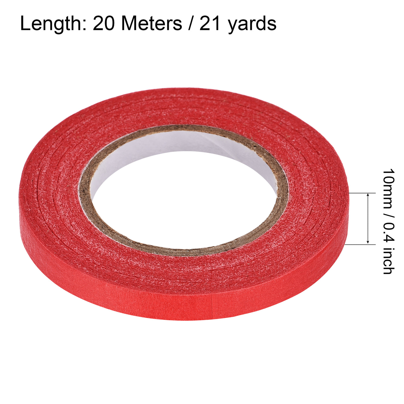 uxcell Uxcell 3Pcs 10mm 0.4 inch Wide 20m 21 Yards Masking Tape Painters Tape Rolls Red