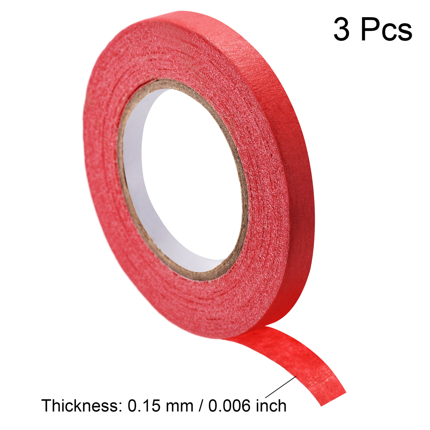 uxcell Uxcell 3Pcs 10mm 0.4 inch Wide 20m 21 Yards Masking Tape Painters Tape Rolls Red