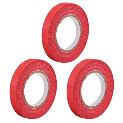 Harfington Uxcell 3Pcs 10mm 0.4 inch Wide 20m 21 Yards Masking Tape Painters Tape Rolls Red