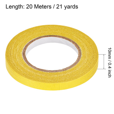Harfington Uxcell 3Pcs 10mm 0.4 inch Wide 20m 21 Yards Masking Tape Painters Tape Rolls Yellow