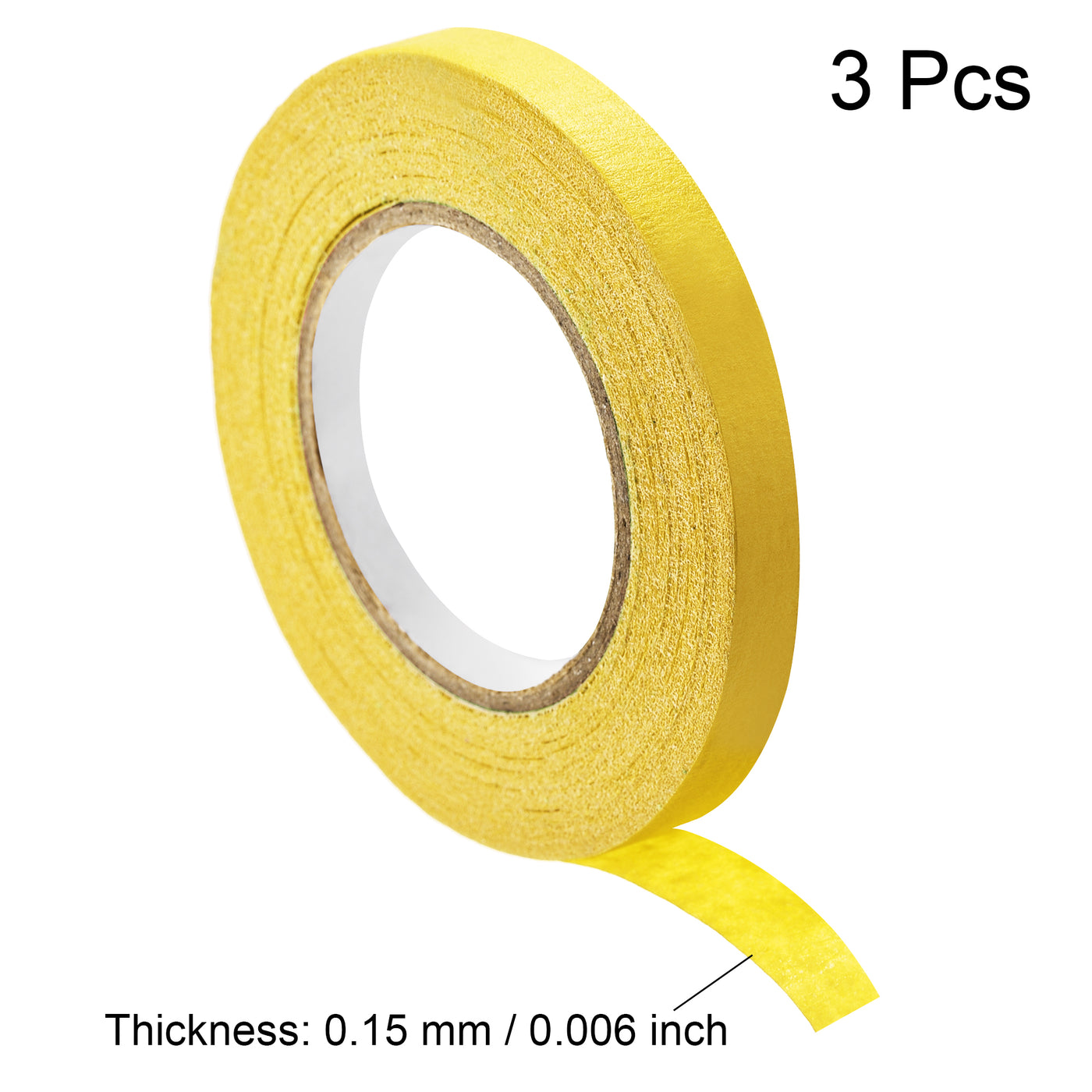 uxcell Uxcell 3Pcs 10mm 0.4 inch Wide 20m 21 Yards Masking Tape Painters Tape Rolls Yellow