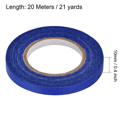 Harfington Uxcell 3Pcs 10mm 0.4 inch Wide 20m 21 Yards Masking Tape Painters Tape Rolls Dark Blue