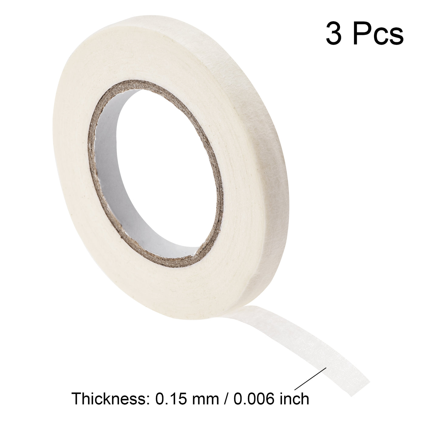 uxcell Uxcell 3Pcs 10mm 0.4 inch Wide 20m 21 Yards Masking Tape Painters Tape Rolls White