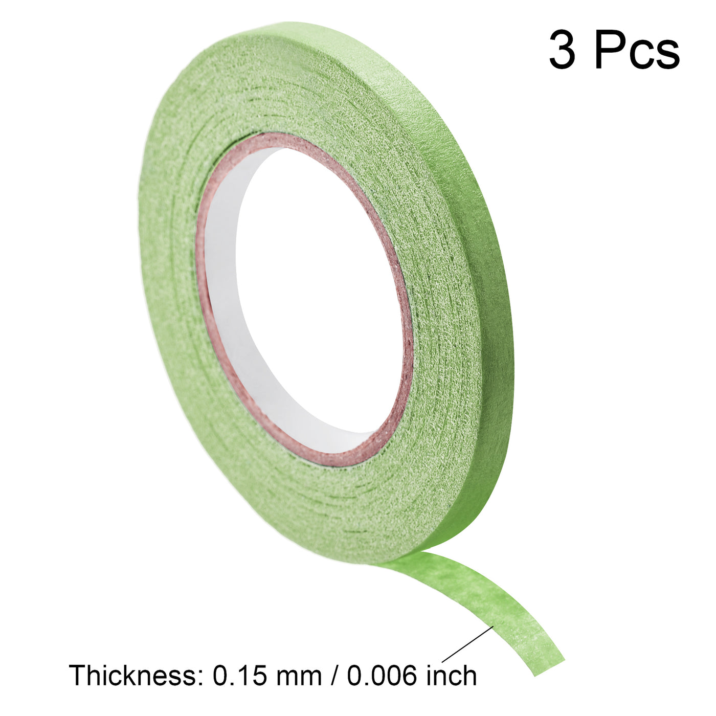 uxcell Uxcell 3Pcs 7mm 0.28 inch Wide 20m 21 Yards Masking Tape Painter Tape Rolls Light Green