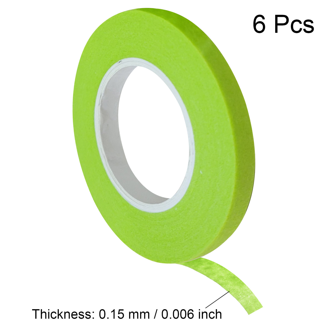 uxcell Uxcell 6Pcs 7mm 0.28 inch Wide 20m 21 Yards Masking Tape Painter Tape Rolls Light Green