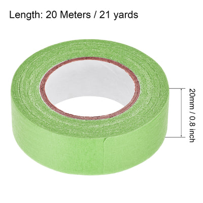 Harfington Uxcell 3Pcs 20mm 0.8 inch Wide 20m 21 Yards Masking Tape Painter Tape Rolls Light Green