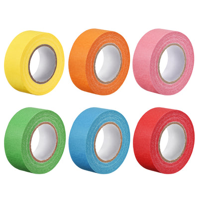 Harfington Uxcell 6Pcs 25mm 1 inch Wide 20m 21 Yards Masking Tape Painters Tape Rolls 6 Colors
