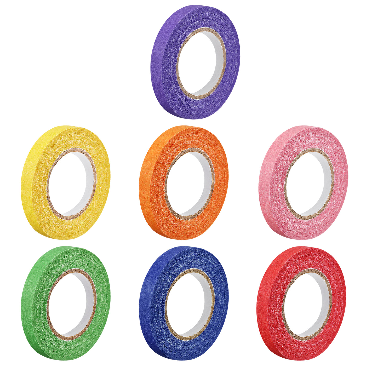 uxcell Uxcell 7Pcs 10mm 0.4 Inch Wide 20m 21 Yards Masking Tape Painters Tape Rolls 7 Colors