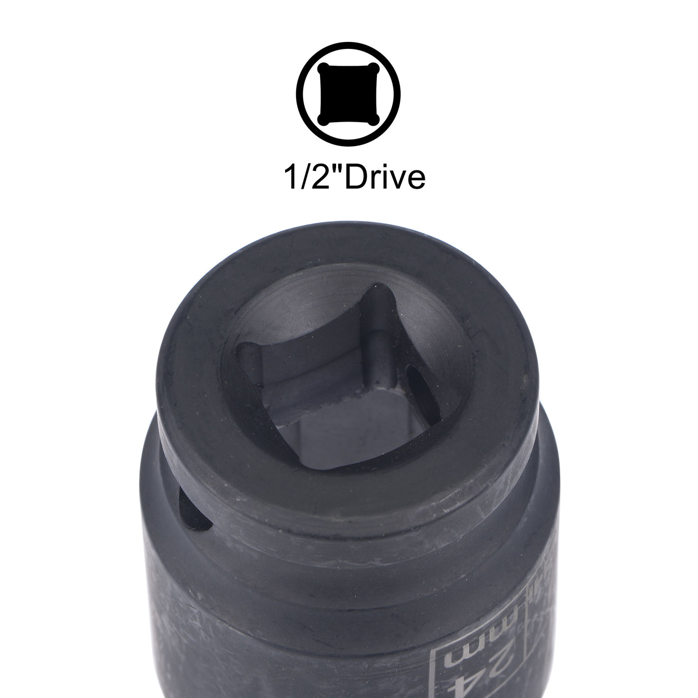 uxcell Uxcell 1/2" Drive by 24mm 6-Point Impact Socket, CR-V Steel 1.61" Length, Shallow Metric Sizes