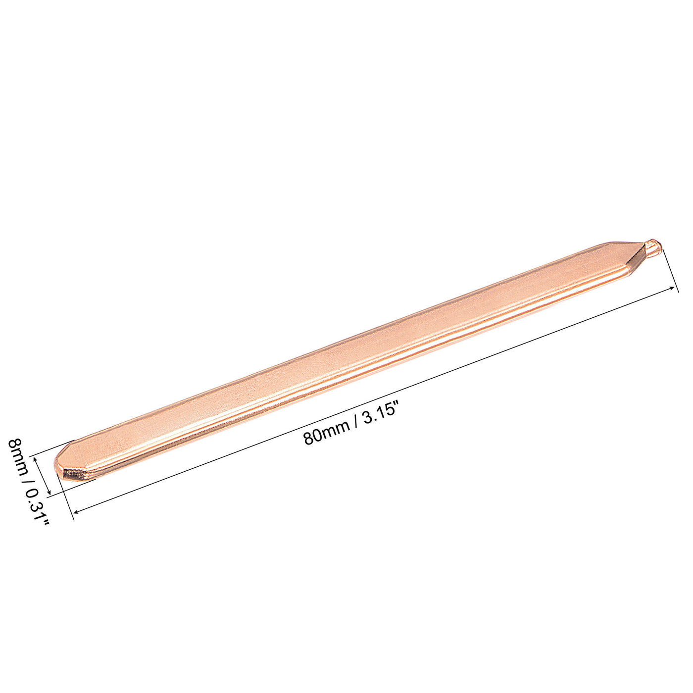 uxcell Uxcell Copper Flat Heat Pipe for Cooling Laptop CPU GPU Heatsink 80mm x 8mm x 3.0mm