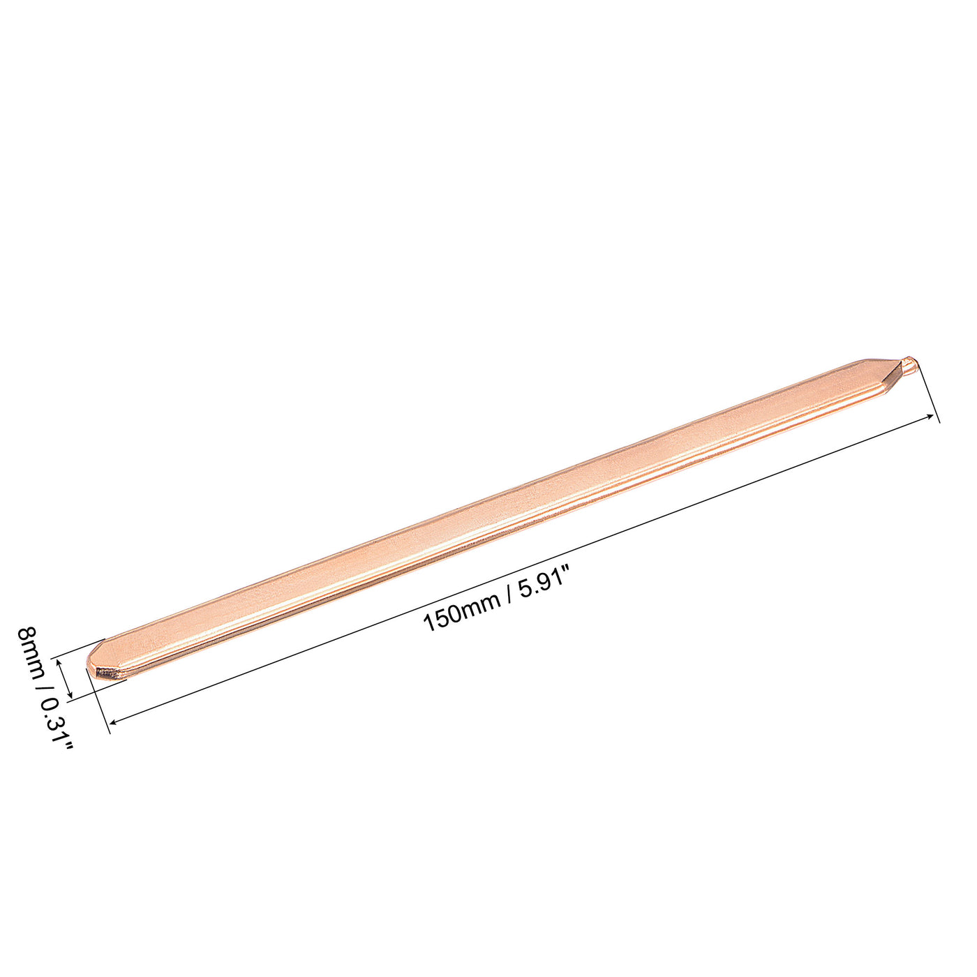 uxcell Uxcell Copper Flat Heat Pipe for Cooling Laptop CPU GPU Heatsink 150mm x 8mm x 3mm