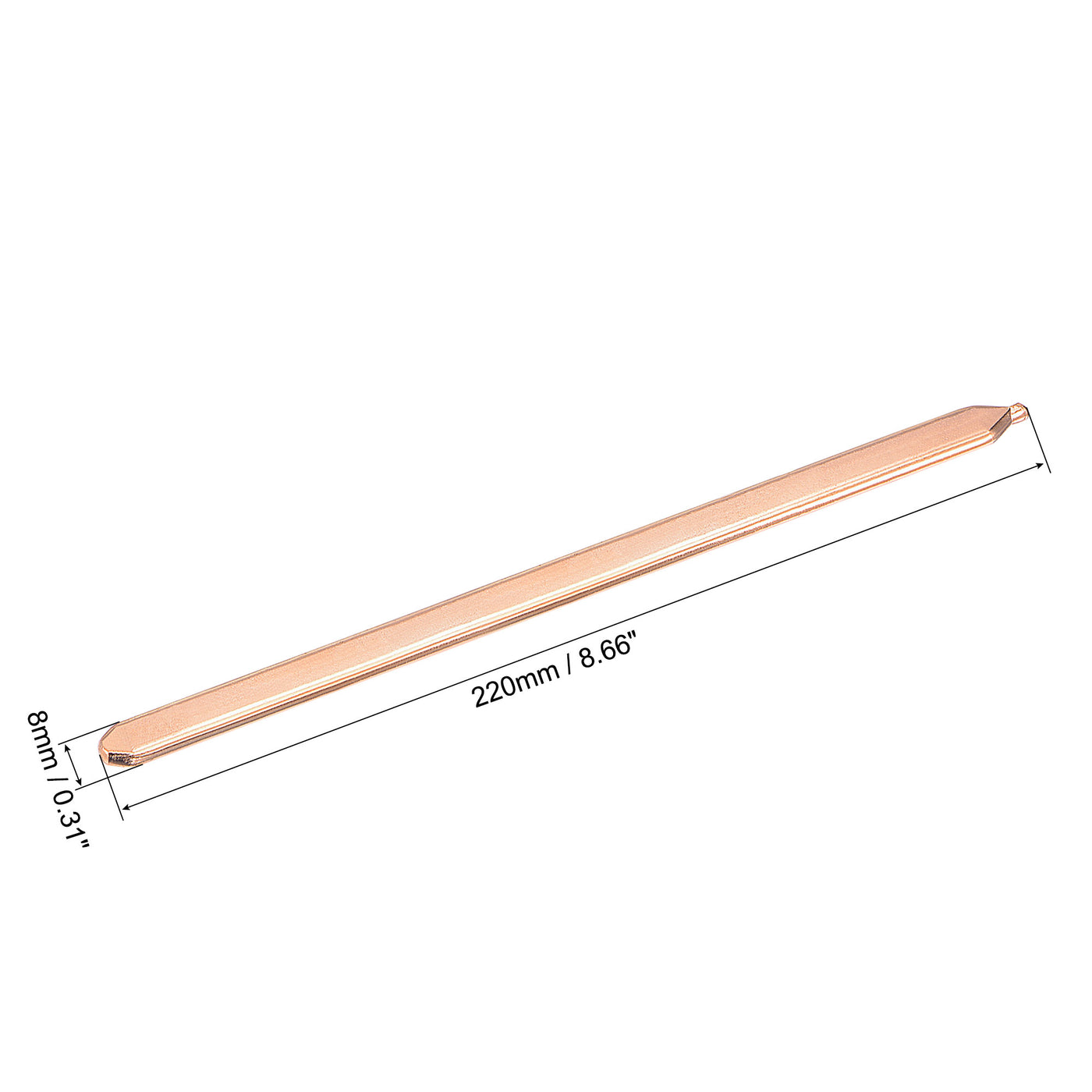 uxcell Uxcell Copper Flat Heat Pipe for Cooling Laptop CPU GPU Heatsink 220mm x 8mm x 3mm