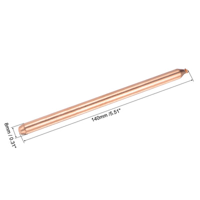 Harfington Uxcell Copper Round Heat Pipe for Cooling Laptop CPU GPU Heatsink 8mm x 140mm