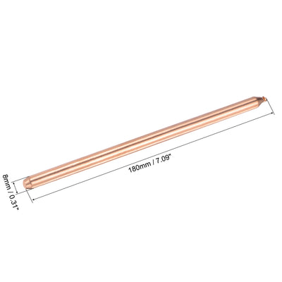 Harfington Uxcell Copper Round Heat Pipe for Cooling Laptop CPU GPU Heatsink 8mm x 180mm
