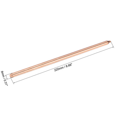 Harfington Uxcell Copper Round Heat Pipe for Cooling Laptop CPU GPU Heatsink 8mm x 220mm
