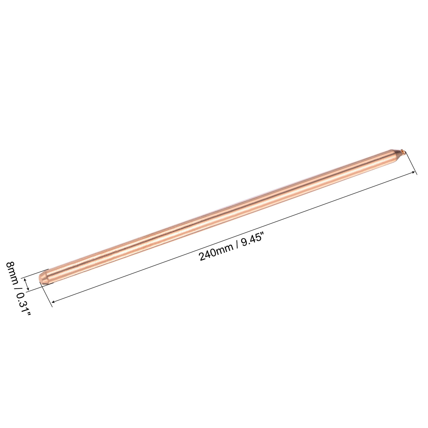 uxcell Uxcell Copper Round Heat Pipe for Cooling Laptop CPU GPU Heatsink 8mm x 240mm