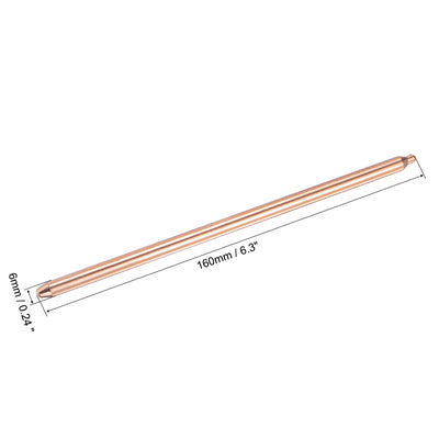 Harfington Uxcell Copper Round Heat Pipe for Cooling Laptop CPU GPU Heatsink 6mm x 160mm