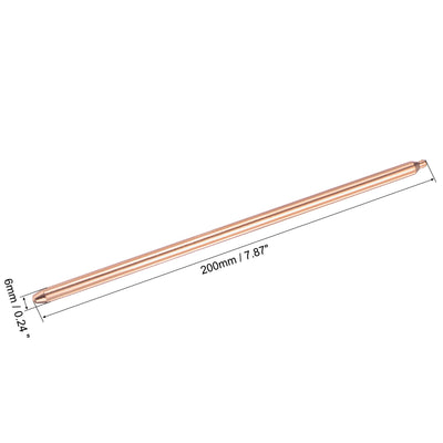 Harfington Uxcell Copper Round Heat Pipe for Cooling Laptop CPU GPU Heatsink 6mm x 200mm