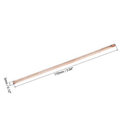 Harfington Uxcell Copper Round Heat Pipe for Cooling Laptop CPU GPU Heatsink 3mm x 100mm