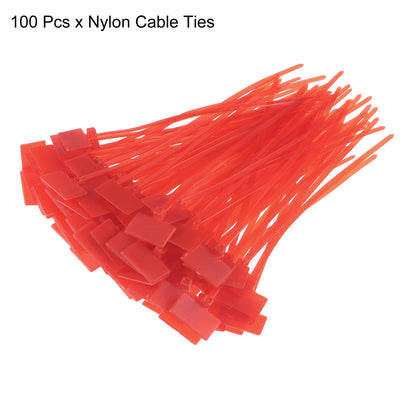Harfington Uxcell 100pcs Nylon Cable Ties Tags Label Marker Self-Locking for Marking Organizing Red