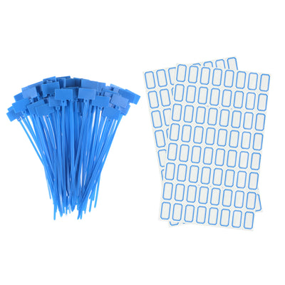 Harfington Uxcell 100pcs Nylon Cable Ties Tags Label Marker Self-Locking for Marking Organizing Blue