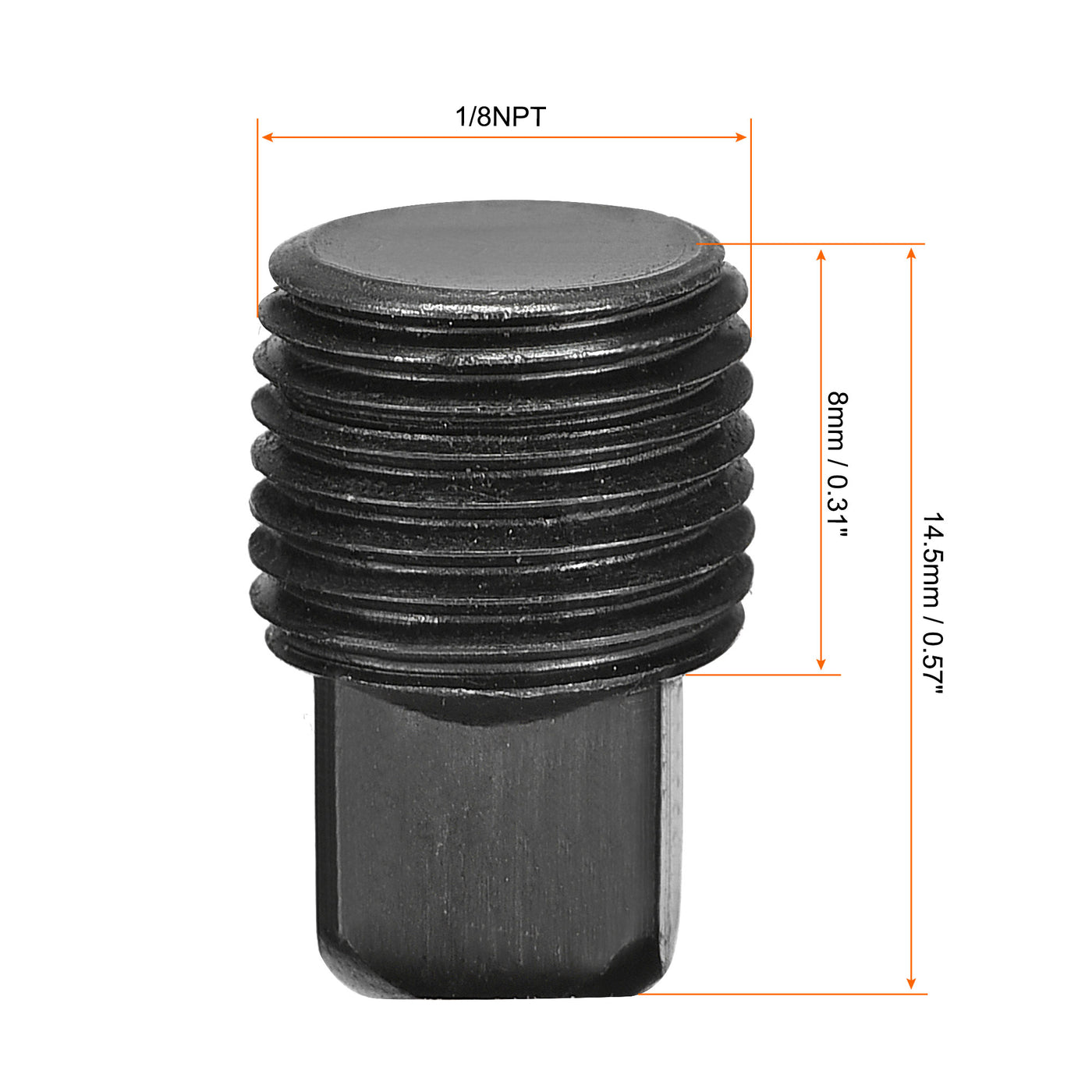 uxcell Uxcell Outer Square Head Socket Pipe Fitting Plug 1/8NPT Male Thread Carbon Steel 4Pcs for Terminate Pipe Ends