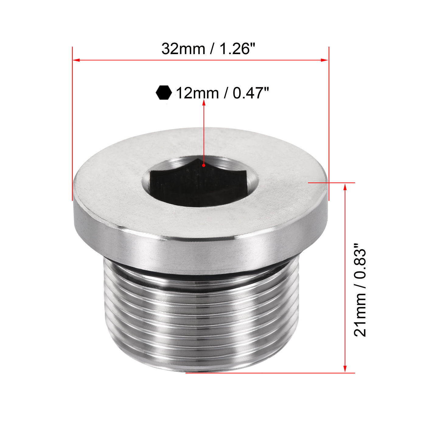uxcell Uxcell Stainless Steel Inner Hex Head M25x1.5 Pipe Fitting Plug with Seal Ring