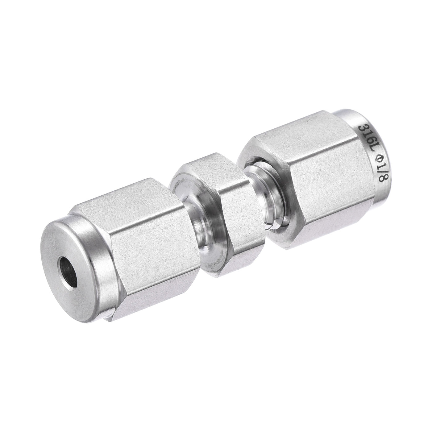 Uxcell Uxcell Compression Tube Fitting 1/8" Tube OD x 1/8" Tube OD Straight Coupling Adapter 316 Stainless Steel