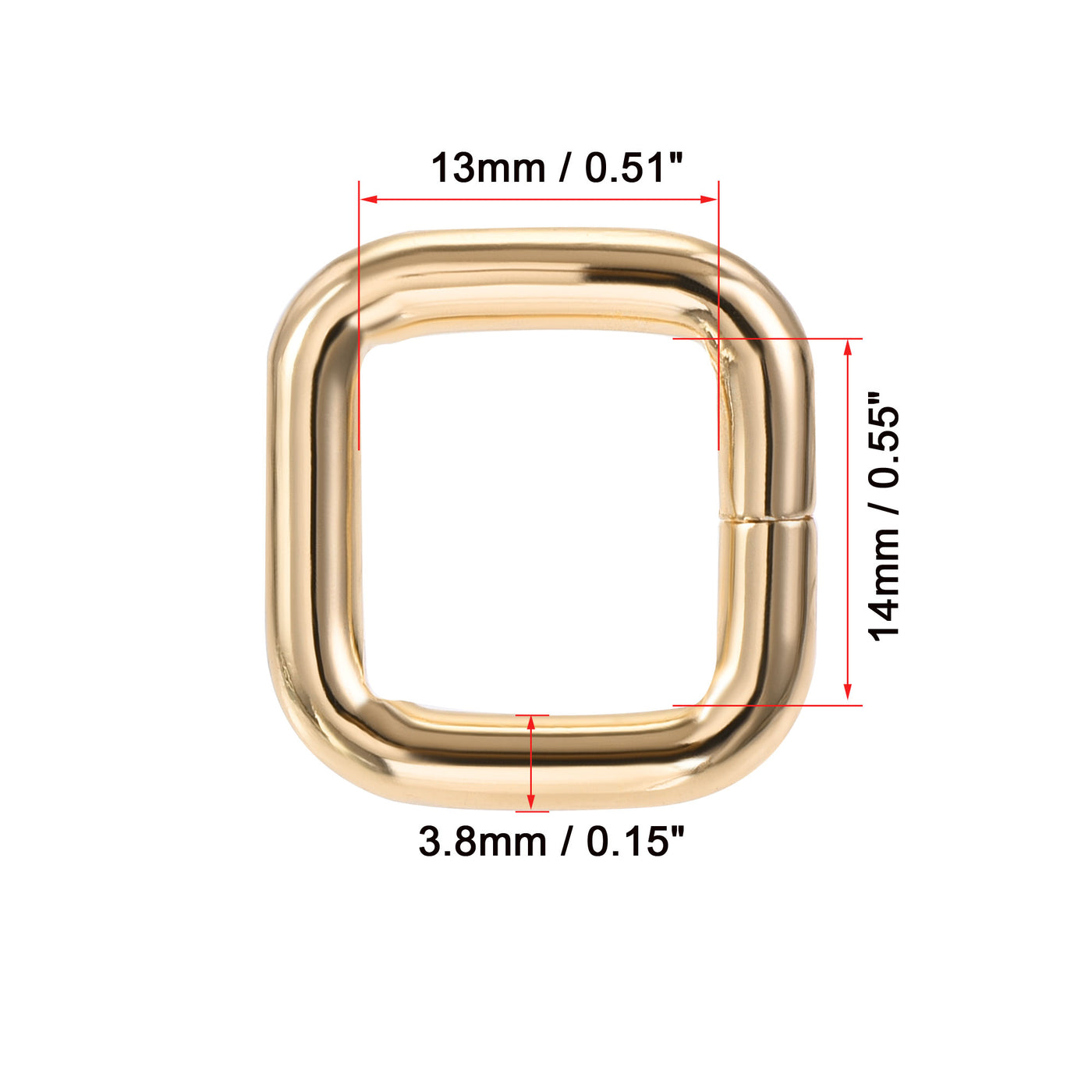 Uxcell Uxcell Metal Rectangle Ring Buckles 14x13mm for Bags Belts DIY Gold Tone 10pcs