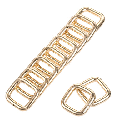 Harfington Uxcell Metal Rectangle Ring Buckles 14x13mm for Bags Belts DIY Gold Tone 10pcs