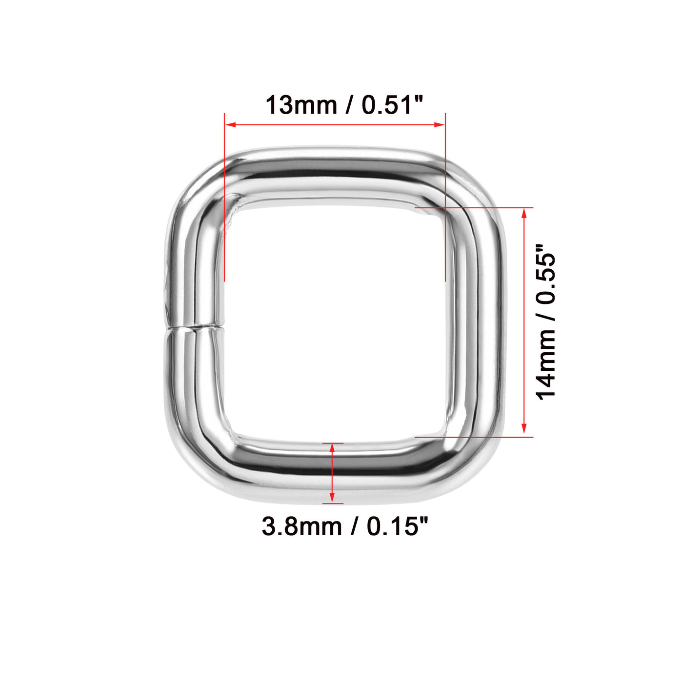 uxcell Uxcell Metal Rectangle Ring Buckles 14x13mm for Bags Belts DIY Silver Tone 20pcs