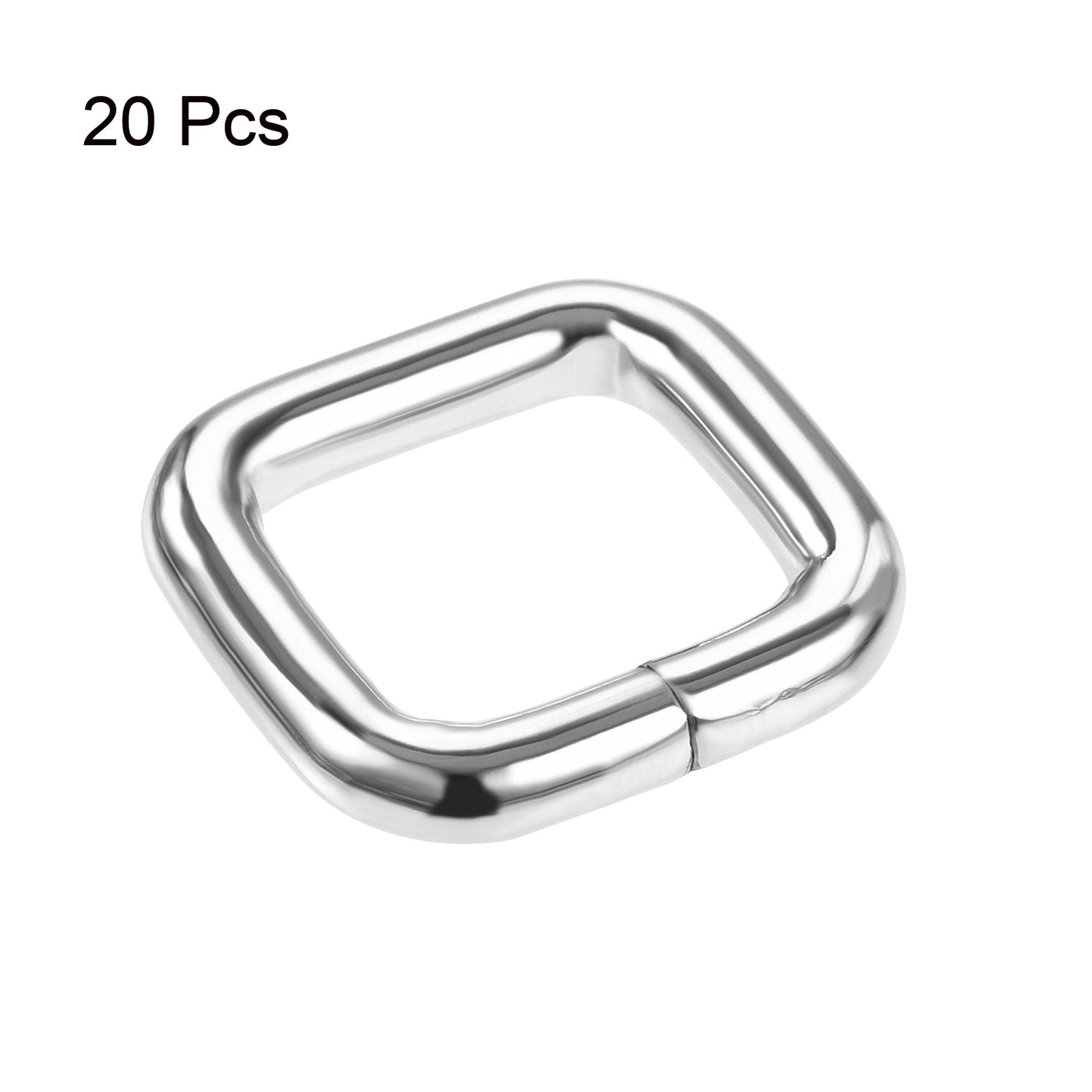 uxcell Uxcell Metal Rectangle Ring Buckles 14x13mm for Bags Belts DIY Silver Tone 20pcs
