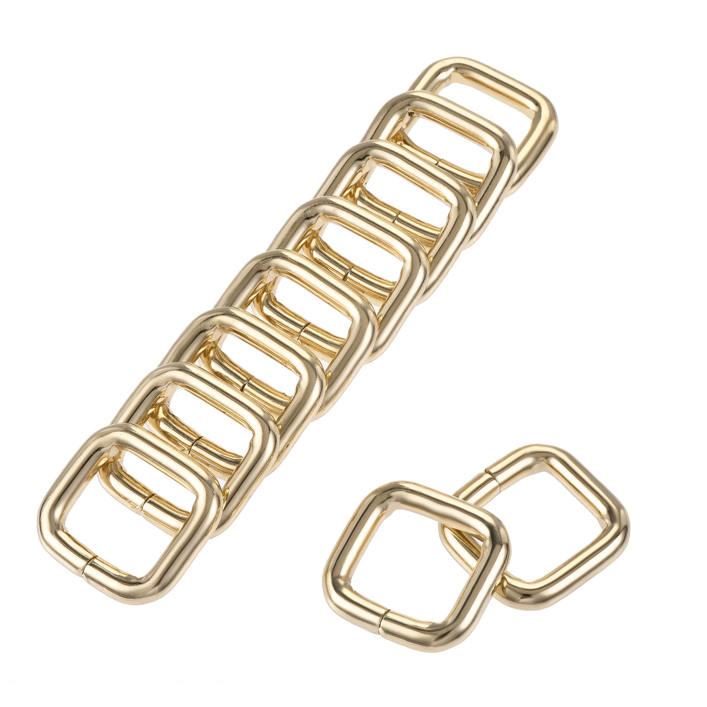 uxcell Uxcell Metal Rectangle Ring Buckles 16x15mm for Bags Belts DIY Gold Tone 10pcs