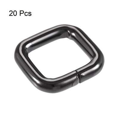 Harfington Uxcell Metal Rectangle Ring Buckles 16x16mm for Bags Belts DIY Black 20pcs