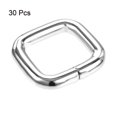 Harfington Uxcell Metal Rectangle Ring Buckles 17x16mm for Bags Belts DIY Silver Tone 30pcs