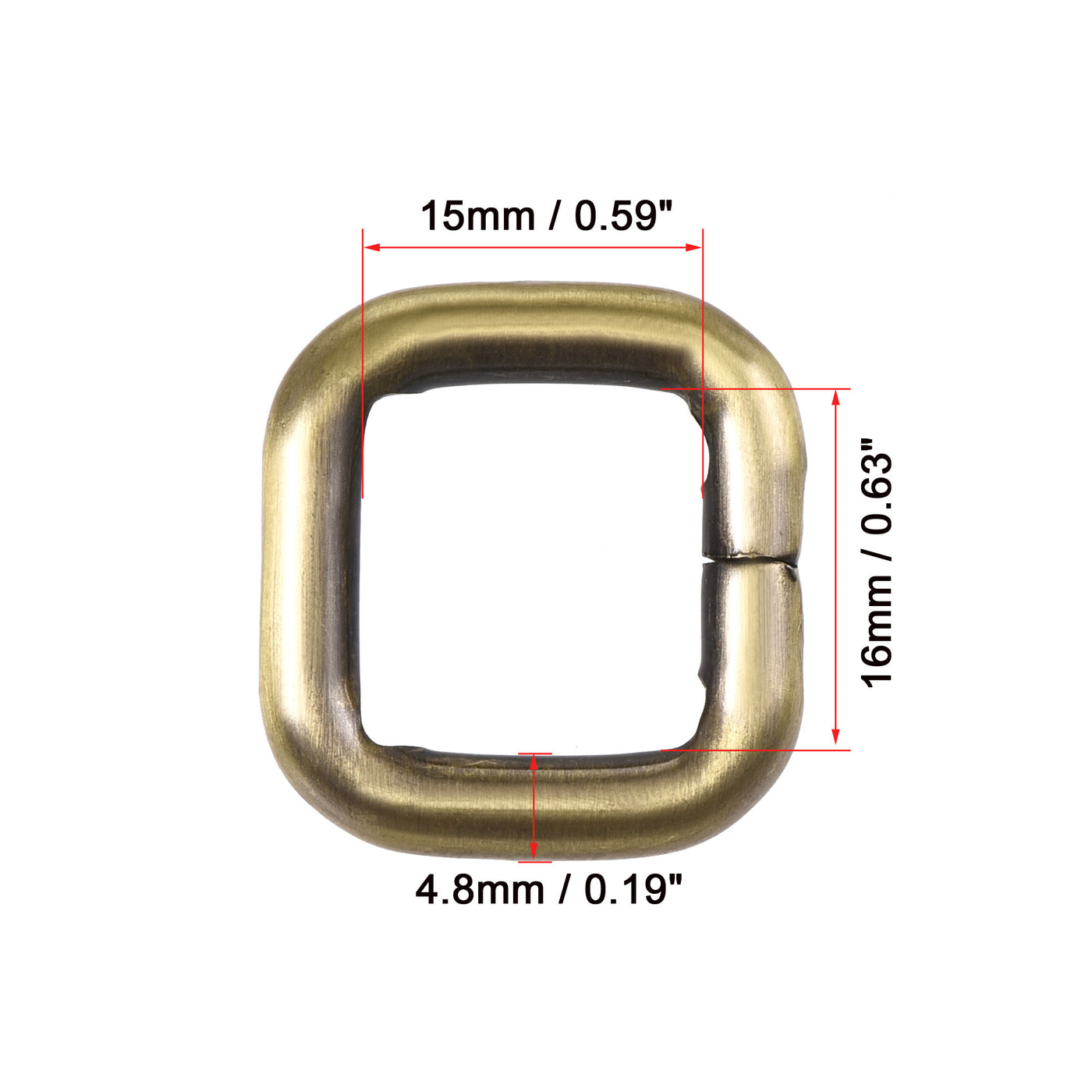 uxcell Uxcell Metal Rectangle Ring Buckles 16x15mm for Bags Belts DIY Bronze Tone 20pcs