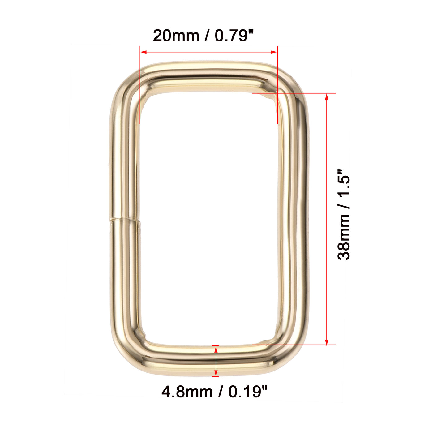 uxcell Uxcell Metal Rectangle Ring Buckles 38x20mm for Bags Belts DIY Gold Tone 10pcs