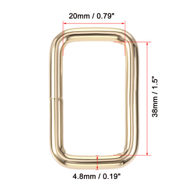Harfington Uxcell Metal Rectangle Ring Buckles 38x20mm for Bags Belts DIY Gold Tone 20pcs