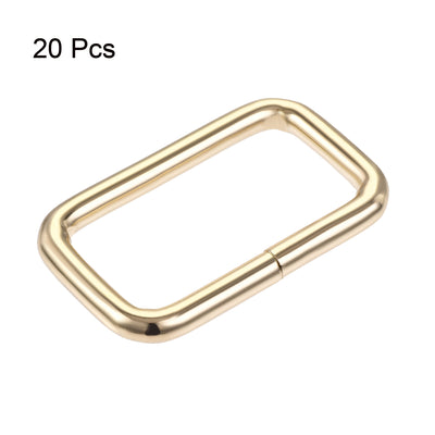 Harfington Uxcell Metal Rectangle Ring Buckles 38x20mm for Bags Belts DIY Gold Tone 20pcs