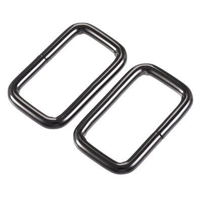 Harfington Uxcell Metal Rectangle Ring Buckles 38x20mm for Bags Belts DIY Black 10pcs