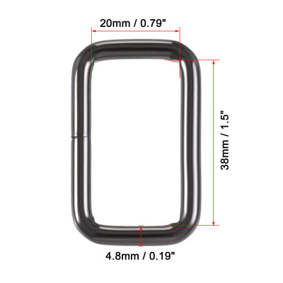 Harfington Uxcell Metal Rectangle Ring Buckles 38x20mm for Bags Belts DIY Black 20pcs