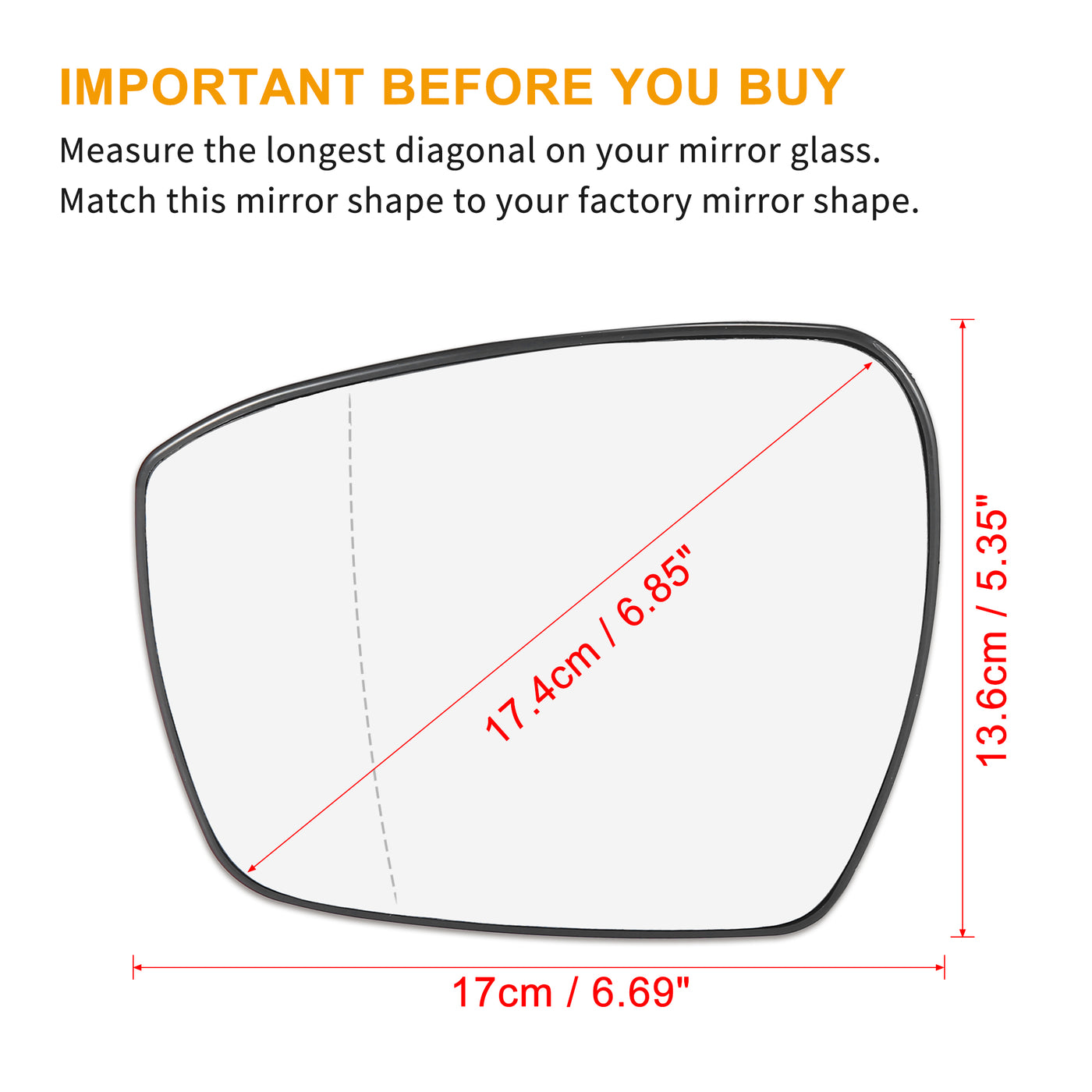 X AUTOHAUX Car Rearview Mirror Glass Replacement with Backing Plate Heated Left Side Driver Side for Ford Edge 2015 2016 2017 2018