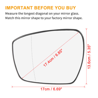 Harfington Car Rearview Mirror Glass Replacement with Backing Plate Heated Left Side Driver Side for Ford Edge 2015 2016 2017 2018