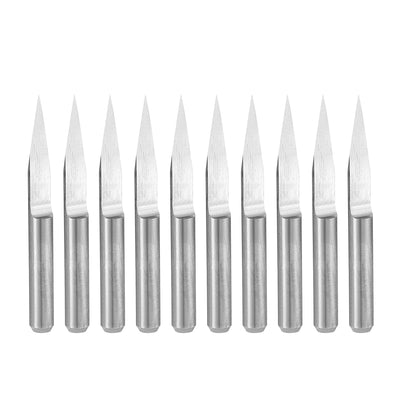 Harfington Uxcell 1/8" Shank 0.1mm Tip 20 Degree Carbide Wood Engraving Bit CNC Router Tool 10pcs