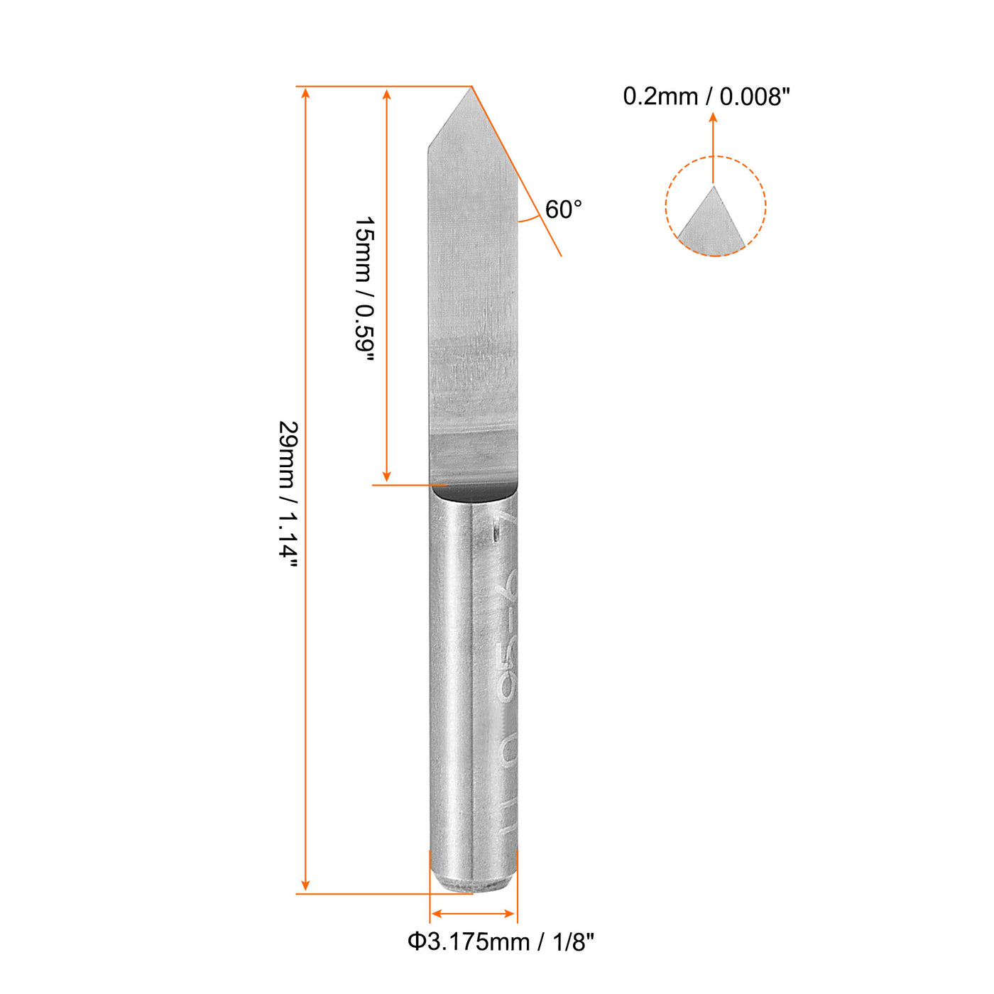 uxcell Uxcell 1/8" Shank 0.2mm Tip 60 Degree Carbide Wood Engraving Bit CNC Router Tool 10pcs