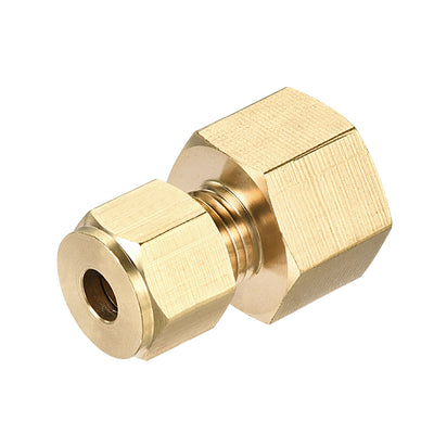 Harfington Uxcell Compression Tube Fitting G3/8 Female Thread x 8mm Tube OD Straight Coupling Adapter Brass, 2pcs